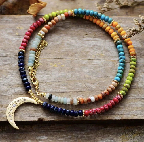 7 Chakra Moon Necklace
